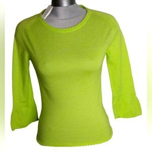Cashmere Maria Sartini  Cotton Blend Sweater SZ 44 Neon Green